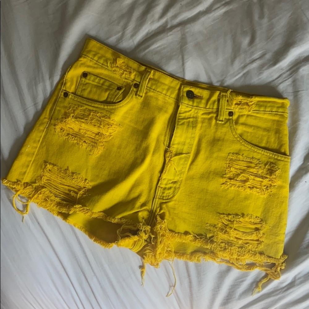 Vintage Yellow Levi Cutoff Shorts